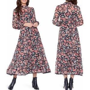 Lost + Wander Paisley Floral Long Sleeve Maxi Dress Small NWT